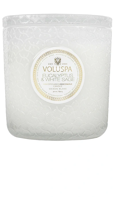 Shop Voluspa Eucalyptus & White Sage Luxe Candle In Green