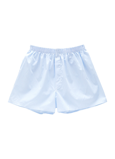 Shop Sunspel Stripe Cotton Boxer Shorts In Blue
