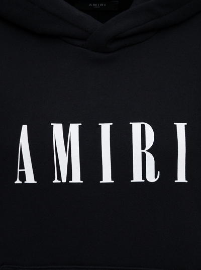 Shop Amiri Black Cotton Hoodie With Logo Print