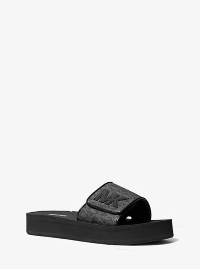 Shop Michael Kors Logo Platform Slide Sandal In Black
