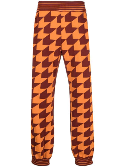 Shop Marni Chevron-jacquard Track Pants In Orange