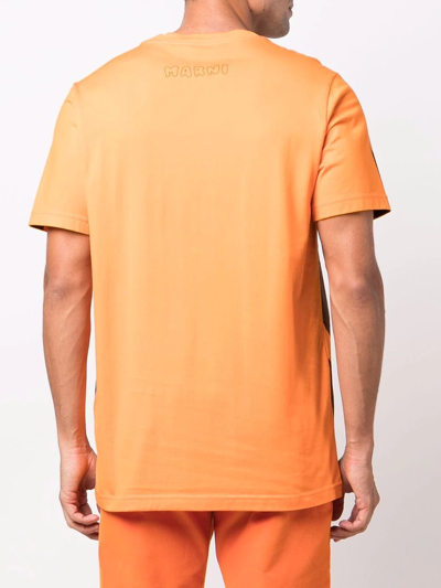 Shop Marni Flower-print T-shirt In Orange