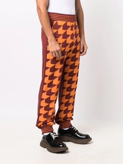 Shop Marni Chevron-jacquard Track Pants In Orange