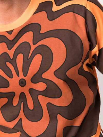 Shop Marni Flower-print T-shirt In Orange