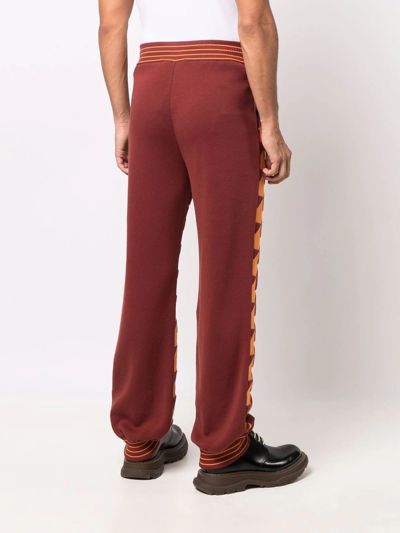 Shop Marni Chevron-jacquard Track Pants In Orange