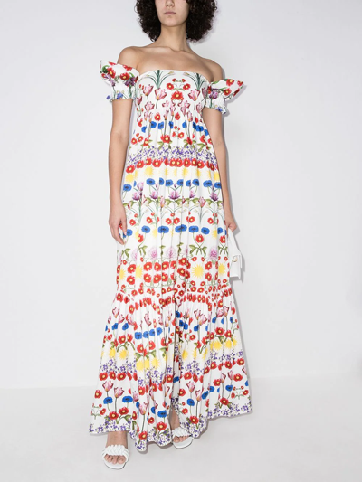 Shop Borgo De Nor Antigone Floral-print Dress In White