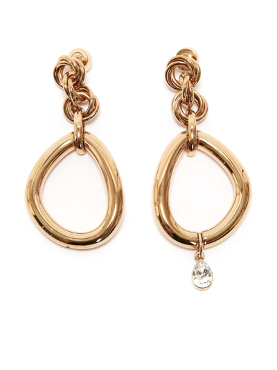 Shop Jw Anderson Crystal-embellished Mismatch Earrings In Gold