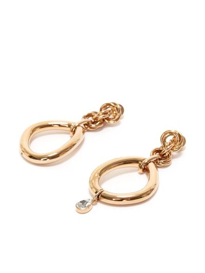 Shop Jw Anderson Crystal-embellished Mismatch Earrings In Gold