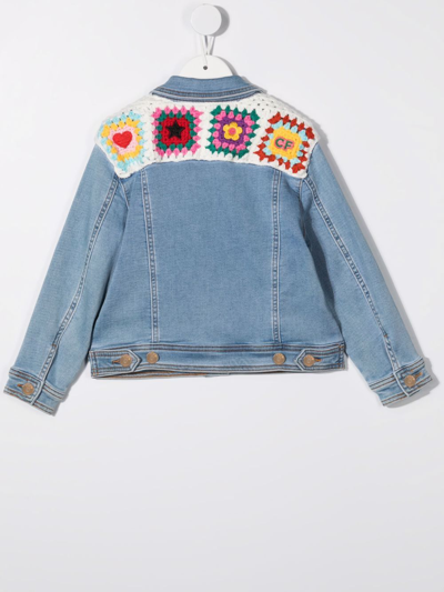 Shop Chiara Ferragni Crochet-detailed Denim Jacket In Blue