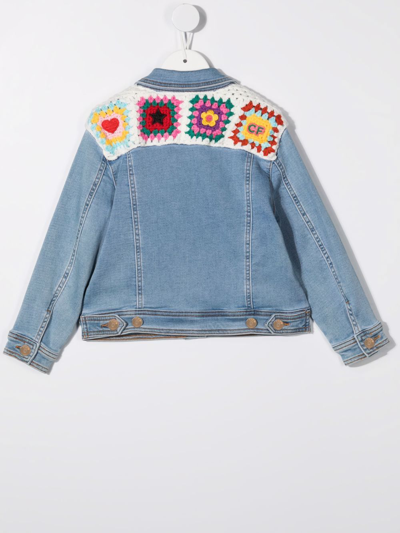 Chiara Ferragni Eyestar Crochet Embroidered Denim Jacket In Blue
