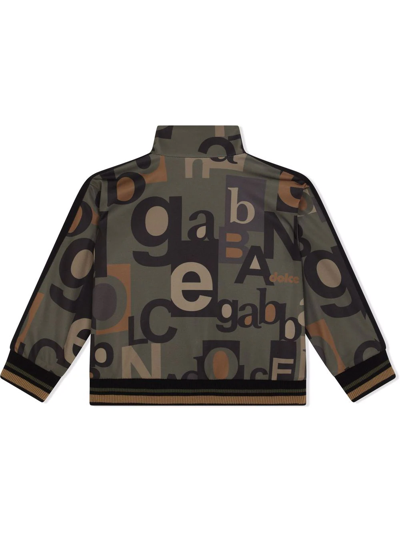 Shop Dolce & Gabbana All-over Typeface Logo Jacket In Green
