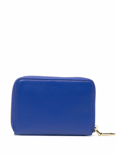 Shop Love Moschino Logo-lettering Faux-leather Wallet In Blue