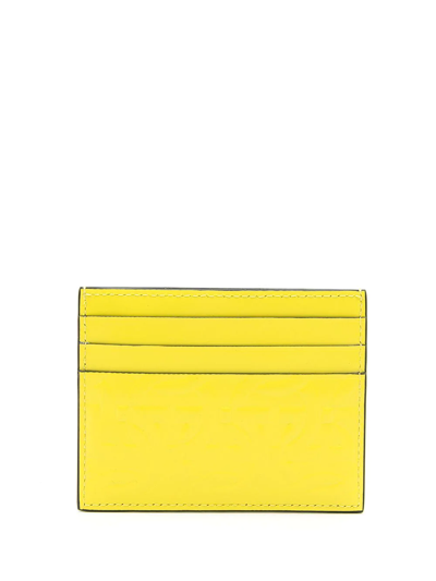 Ferragamo Gancini-print Leather Cardholder In Yellow