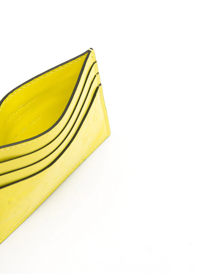 Ferragamo Gancini-print Leather Cardholder In Yellow