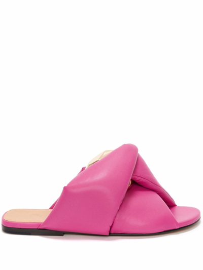 Shop Jw Anderson Chain Flat Sandals In Pink
