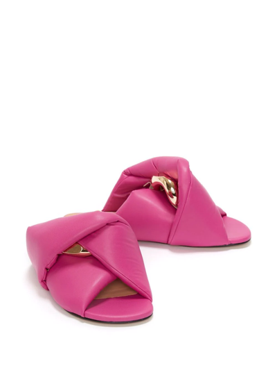 Shop Jw Anderson Chain Flat Sandals In Pink