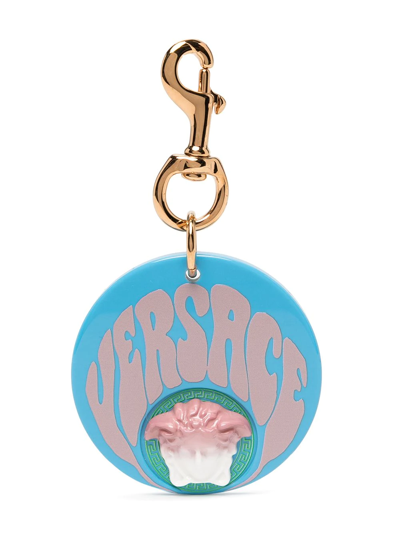 Shop Versace La Medusa Bag Charm In Blue