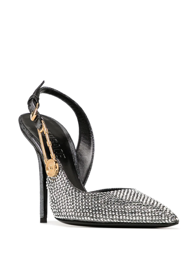 Shop Versace Safety Pin 120mm Pumps In Silver
