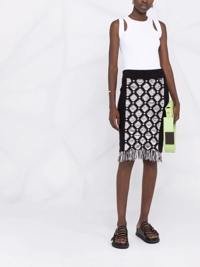 Karl Lagerfeld Bouclé-knit Midi Skirt In Black