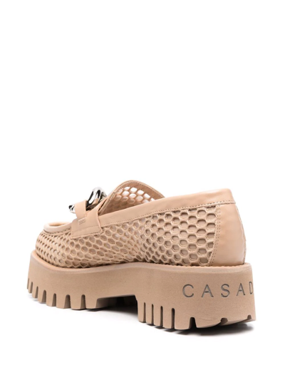 Shop Casadei Chain-trimmed Platform Loafers In Neutrals