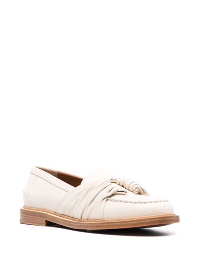 Chloé C-embellished Leather Loafers In Neutrals