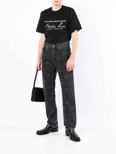 Shop Martine Rose Logo-print Straight-leg Jeans In Black