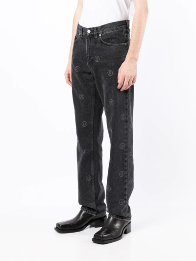 Martine Rose Ssense Exclusive Black Logo Print Jeans In Black