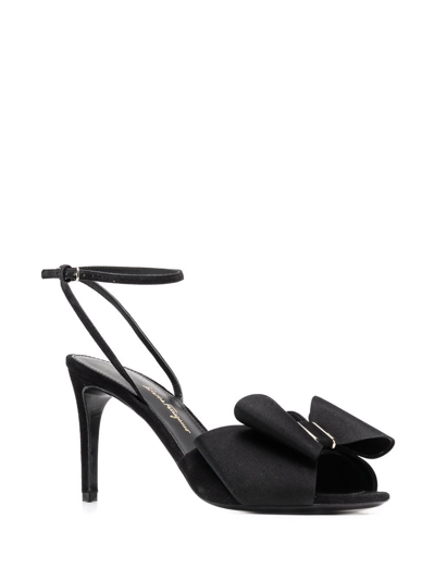 Shop Ferragamo Zoey 70mm Bow-detail Sandals In Black