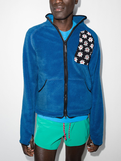 Shop District Vision Greg Fleece Zip-up Sweatshirt In Blue