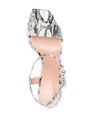 Shop Alberta Ferretti Snakeskin-effect Leather Sandals In White