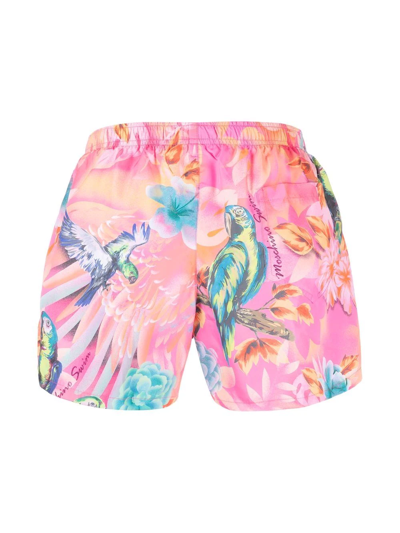 Shop Moschino Graphic-print Swim Shorts In Pink