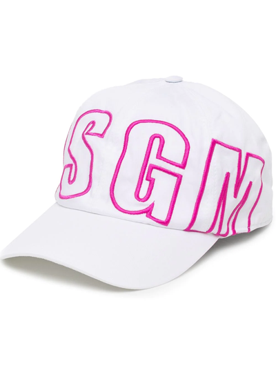 Shop Msgm Logo-embroidered Cap In White
