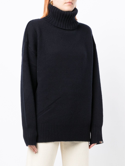 Extreme Cashmere No.20 Roll-neck Stretch-cashmere Sweater In Blue