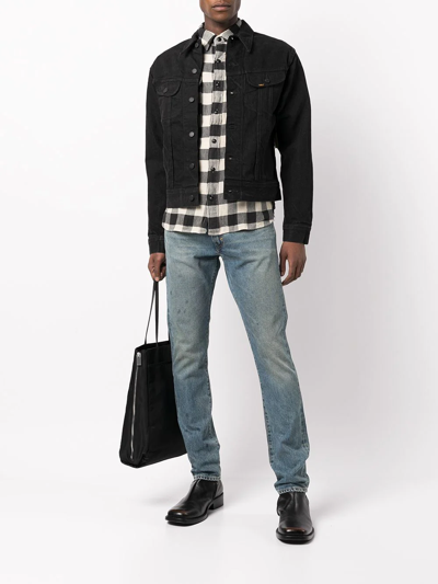 Rrl Black Worn-in Trucker Denim Jacket In Black