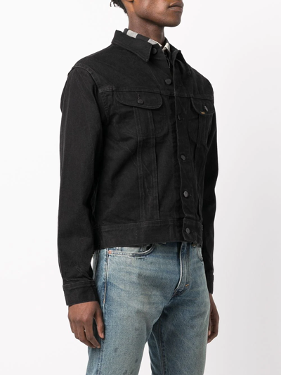 Rrl Black Worn-in Trucker Denim Jacket In Black