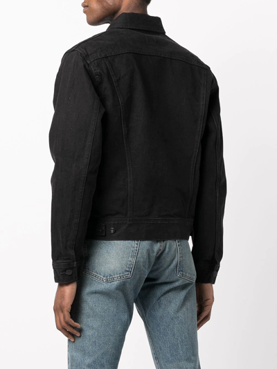 Rrl Black Worn-in Trucker Denim Jacket In Black