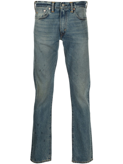 Shop Ralph Lauren Rrl High-rise Slim-cut Jeans In Blue