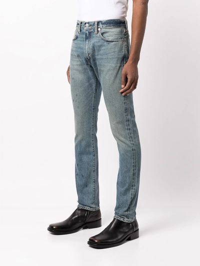 Shop Ralph Lauren Rrl High-rise Slim-cut Jeans In Blue