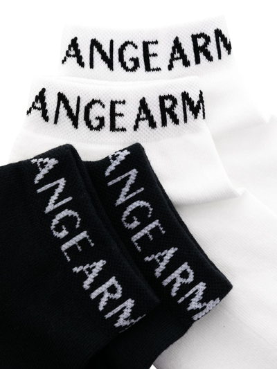 Shop Armani Exchange Logo-intarsia Ankle Socks In Black