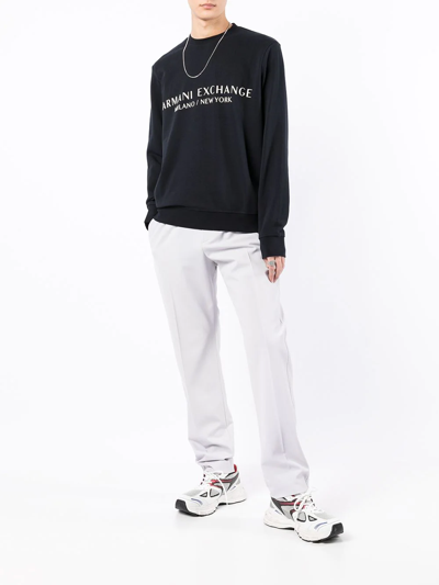 Armani Exchange Logo-print Cotton Sweatshirt In Blue
