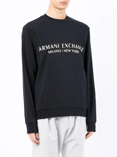 Armani Exchange Logo-print Cotton Sweatshirt In Blue