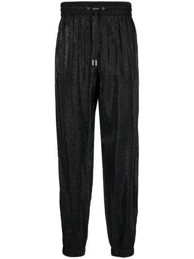 Saint Laurent Men's Shiny Side-stripe Track Pants In Black