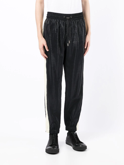 Saint Laurent Men's Shiny Side-stripe Track Pants In Black