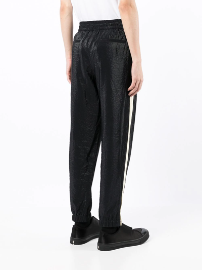 Saint Laurent Men's Shiny Side-stripe Track Pants In Black