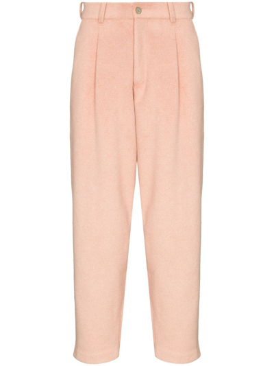 Shop Late Checkout High-waisted Tapered Trousers In Orange