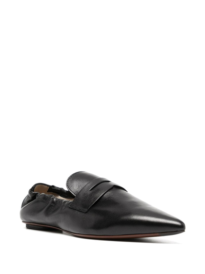 Shop Tod's Tapered Toe Loafers In Black