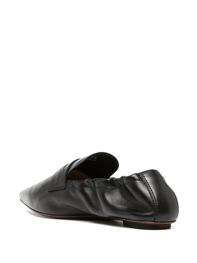 Shop Tod's Tapered Toe Loafers In Black