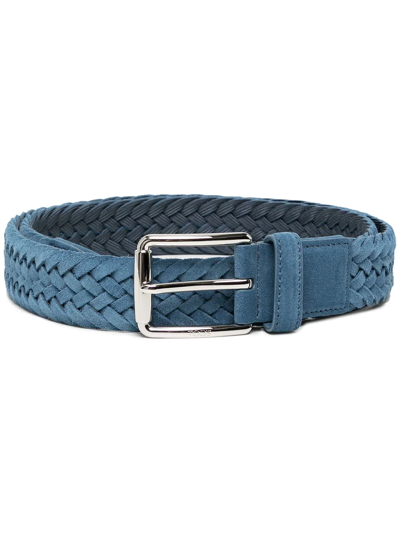 Shop Tod's Braided Leather Belt In Blue