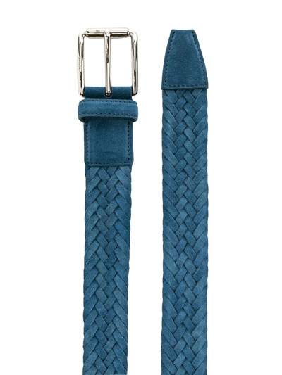Shop Tod's Braided Leather Belt In Blue