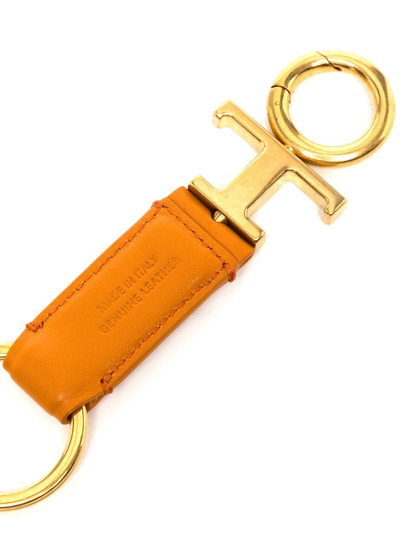 Shop Tod's T-logo Charm Keychain In Orange